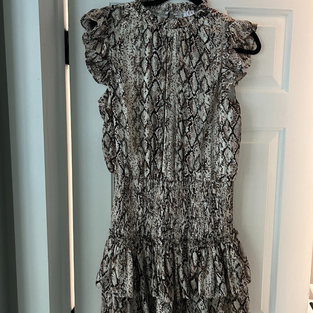 TCEC Snake Print Smocked Waist Mini Dress Size Large - Picture 7 of 12